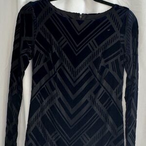 Vince Camuto Black and Blue Striped Midi Dress